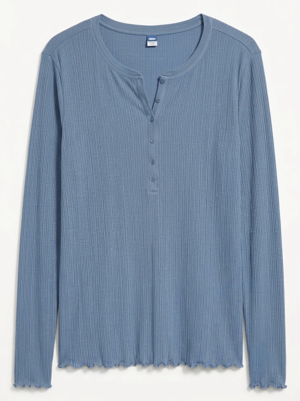 Old Navy Rib-Knit Long-Sleeve Ruffle Trim Henley Top - XL Tall